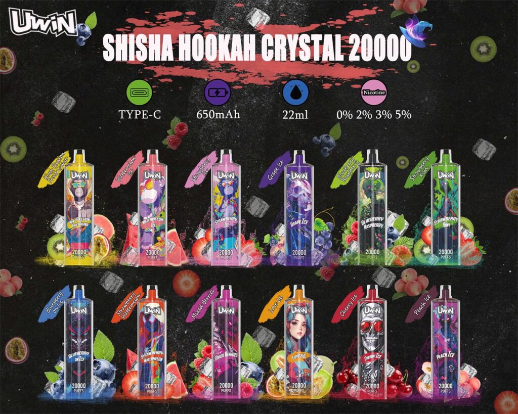Uwin Shisha Hookah Crystal 20000 Vape Puff Flavors