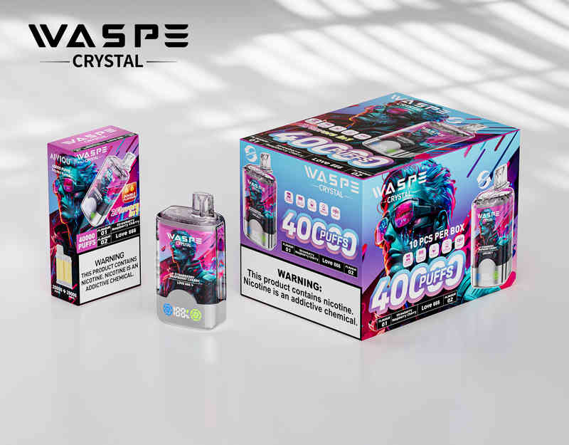 Waspe Crystal 40000 Puffs Vape Strawberry Raspberry Cherry & Love 666