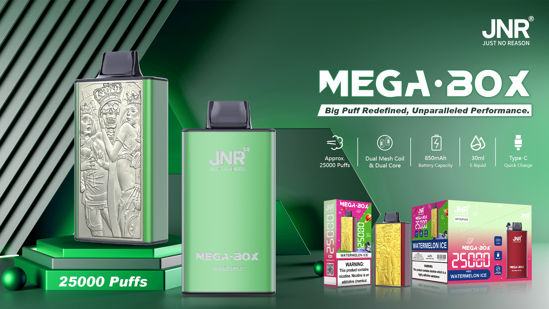 Puff Rectangle Fumer PUFF JNR Mega Box 25000 PUFFS