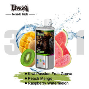Uwin Tornado Triple 60000 Puffs – Kiwi Passion Fruit Guava & Peach Mango & Raspberry Watermelon