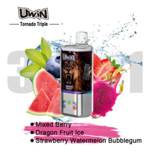 Uwin Tornado Triple 60000 Puffs – Mixed Berry & Dragon Fruit Ice & Strawberry Watermelon Bubblegum